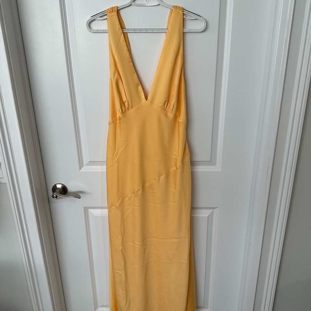 Meshki Nadia Maxi Satin Dress w/ Back Cowl